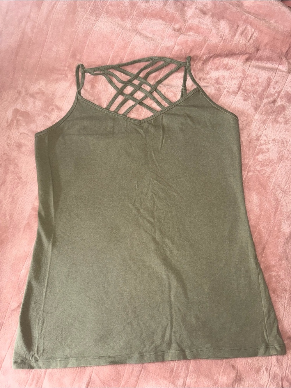 Maurices Olive Green Strappy Cami with Crisscross front detail - size medium